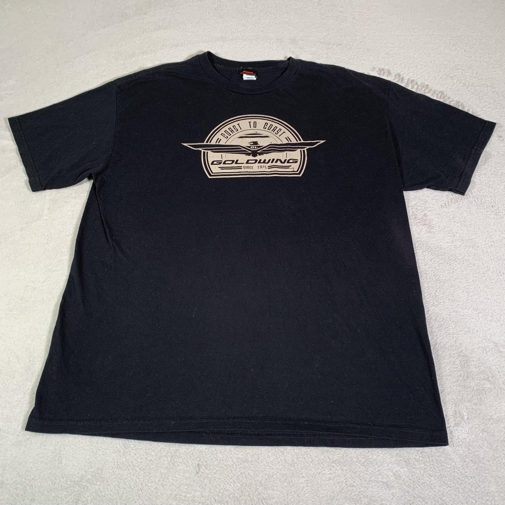 Vintage Honda Goldwing Shirt Mens XL Black Coast To Coast Motorcycle Graphic USA